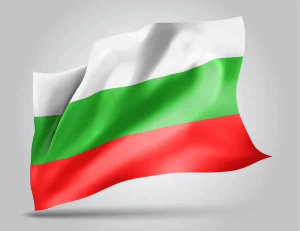 Bułgaria Flaga Wektora Falami Zakrętami Machającymi Wietrze Białym Tle — Wektor stockowy