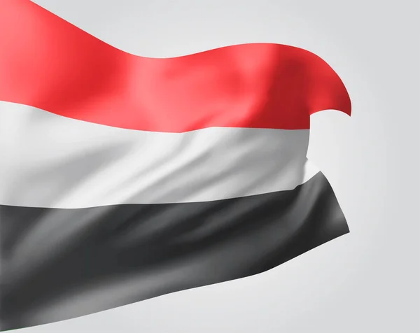 Jemen Vektor Flagga Med Vågor Och Böjar Viftar Vinden Vit — Stock vektor