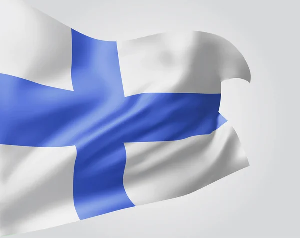 Finlândia Bandeira Vetorial Com Ondas Curvas Acenando Vento Sobre Fundo — Vetor de Stock