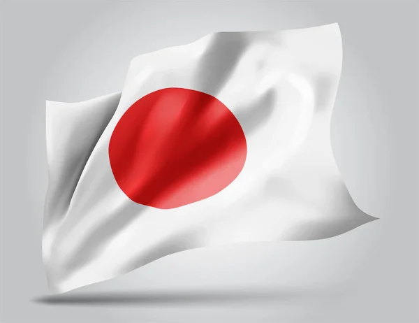 Japón Bandera Vectorial Con Olas Curvas Ondeando Viento Sobre Fondo — Vector de stock