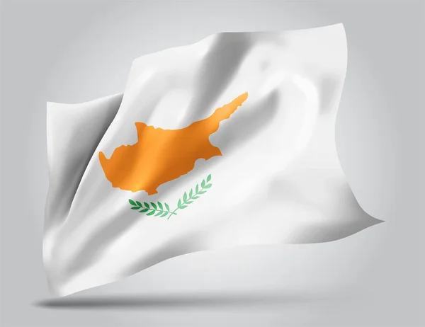Κύπρος Διανυσματική Σημαία Κύματα Και Στροφές Κυματίζει Στον Άνεμο Λευκό — Διανυσματικό Αρχείο