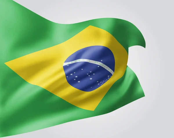 Brasilien Vektorfahne Mit Wellen Und Kurven Die Wind Vor Weißem — Stockvektor