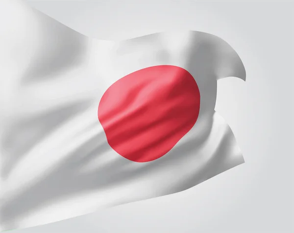 Japón Bandera Vectorial Con Olas Curvas Ondeando Viento Sobre Fondo — Vector de stock