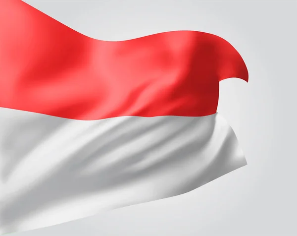 Indonesia Mónaco Bandera Vectorial Con Olas Curvas Ondeando Viento Sobre — Vector de stock