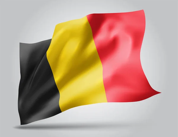 Belgien Vektor Flagga Med Vågor Och Böjar Viftar Vinden Vit — Stock vektor