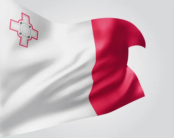 Malta Bandeira Vetorial Com Ondas Curvas Acenando Vento Sobre Fundo — Vetor de Stock