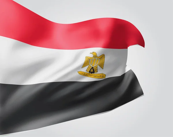 Egypten Vektor Flagga Med Vågor Och Böjar Viftar Vinden Vit — Stock vektor