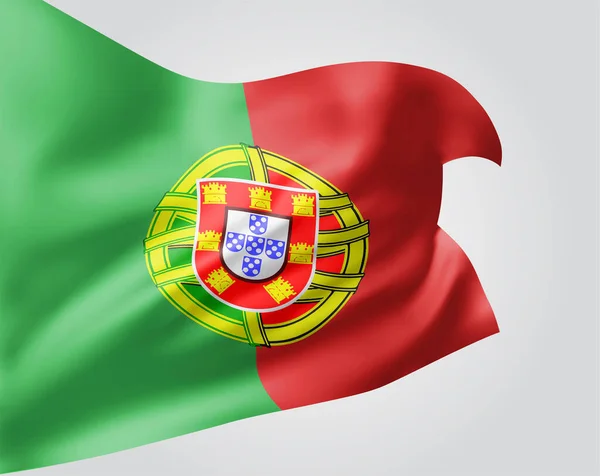 Португалия Векторный Флаг Волнами Изгибами Машущими Ветру Белом Фоне — стоковый вектор