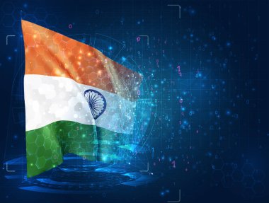 Hindistan, mavi arkaplanda hud arayüzlü 3d vektörü