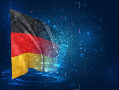 Almanya, mavi arkaplanda hud arayüzlü 3d vektörü