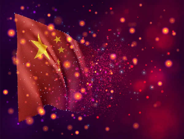 Китай Векторный Флаг Розовом Фиолетовом Фоне Освещением Вспышками — стоковый вектор
