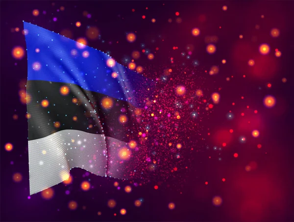 Estland Vector Vlag Roze Paarse Achtergrond Met Verlichting Fakkels — Stockvector