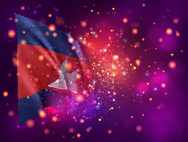 Camboja Vetor Bandeira Fundo Roxo Rosa Com Iluminação Flares —  Vetores de Stock