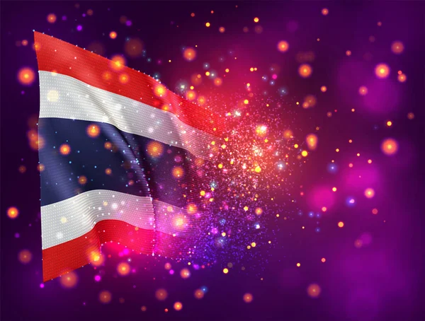 Thailand Drapeau Vectoriel Sur Fond Violet Rose Avec Éclairage Fusées — Image vectorielle