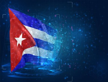 Küba, mavi arkaplanda hud arayüzlü 3d vektörü