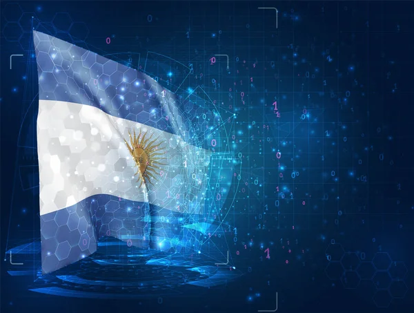 Argentina Vetor Bandeira Fundo Azul Com Interfaces Hud —  Vetores de Stock