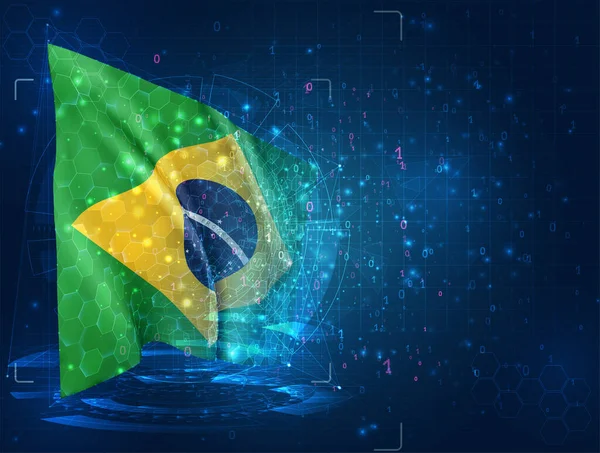 Vektor Flagge Auf Blauem Hintergrund Mit Hud Schnittstellen Brasilien — Stockvektor