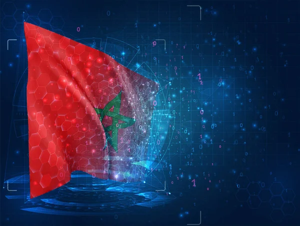 Marokko Vektor Flagge Auf Blauem Hintergrund Mit Feuchten Schnittstellen — Stockvektor