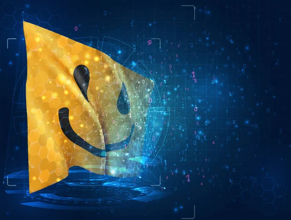 Fröhlich Gelbes Lächeln Vektor Flagge Auf Blauem Hintergrund Mit Hud — Stockvektor