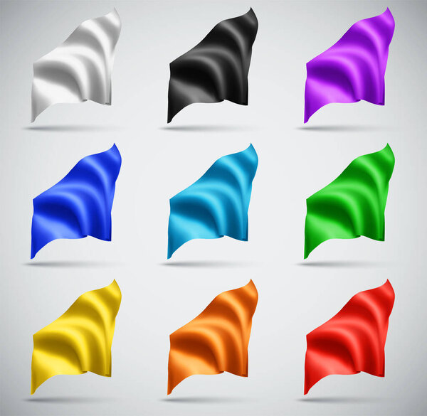 set of multi-colored vector flags on a white background