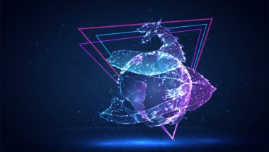 Sanal uzayda mavi arkaplanda 3d vektör ejderha yılanı 