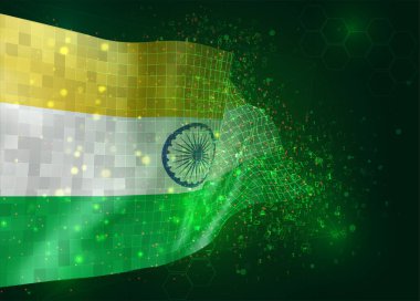 Hindistan, yeşil zemin üzerinde 3d vektörü üzerinde çokgenler ve veri numaralarıyla