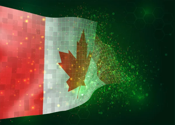 Canadá Vector Bandera Sobre Fondo Verde Con Polígonos Números Datos — Vector de stock