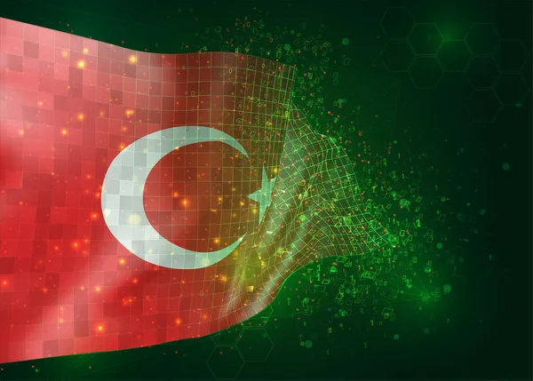Turchia Bandiera Vettoriale Sfondo Verde Con Poligoni Numeri Dati — Vettoriale Stock