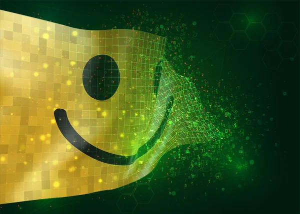 Fröhliches Gelbes Lächeln Auf Vektor Fahne Auf Grünem Hintergrund Mit — Stockvektor