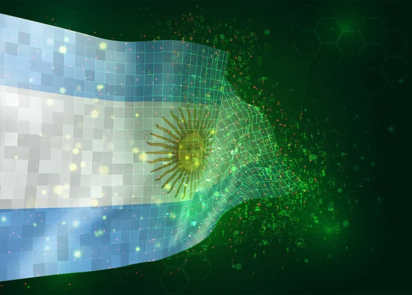Argentina Vector Bandera Sobre Fondo Verde Con Polígonos Números Datos — Vector de stock