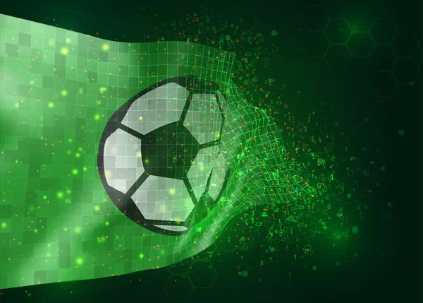 Футбольный Мяч Векторном Флаге Зеленом Фоне Полигонами Номерами Данных — стоковый вектор