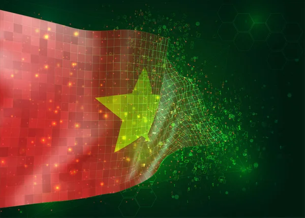 Vietnam Auf Vektor Flagge Auf Grünem Hintergrund Mit Polygonen Und — Stockvektor