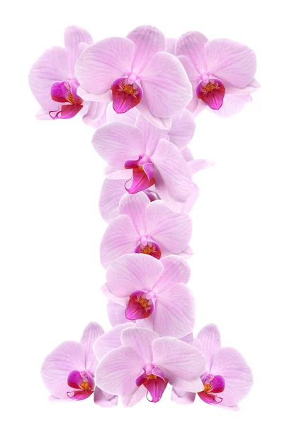 Letter I from orchid flowers — Stock Photo, Image