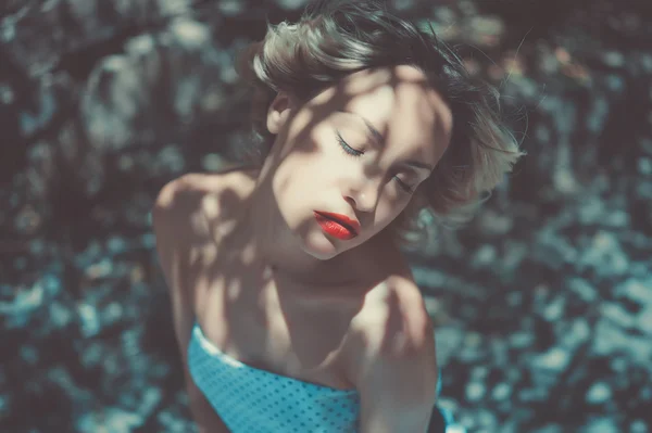 Romantic lady in the garden — Stock Photo, Image