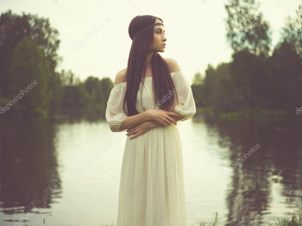 Bohemian lady at river