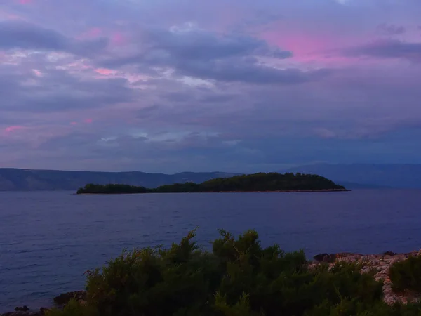 Hvar et l'île de Zecevo au coucher du soleil — Photo