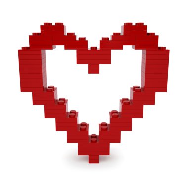 Lego blokları yapılmış kırmızı valentine kalp