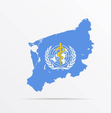 Batı Pomeranya Voyvoda (Polonya) Dünya Sağlık Örgütü (WHO) bayrağıyla birleştirilmiş vektör haritası.