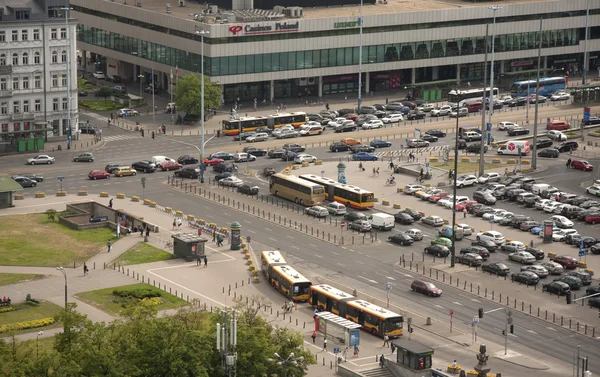 华沙市中心的街道和道路的鸟瞰图 — 图库照片