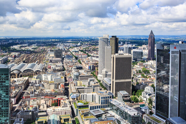 FRANKFURT ON THE MAIN, GERMANY - CIRCA JUNE, 2016: View over the City of Frankfurt on the Main from Main Tower, Germany