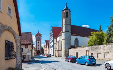 ROTHENBURG OB DER TAUBER, GERMANY - CIRCA HAZİRAN 2020: Bavyera, Almanya 'da Rothenburg ob der Tauber' in Siebersturumu