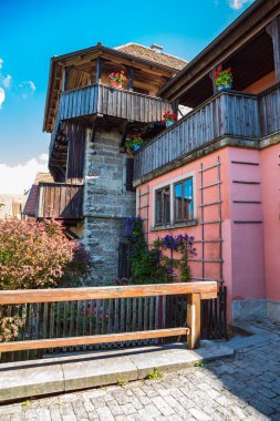 ROTHENBURG OB DER TAUBER, GERMANY - CIRCA HAZİRAN 2020: Bavyera, Almanya 'da Rothenburg ob der Tauber kasabası