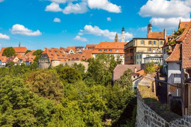 ROTHENBURG OB DER TAUBER, GERMANY - CIRCA HAZİRAN 2020: Bavyera, Almanya 'daki Rothenburg ob der Tauber kasabası