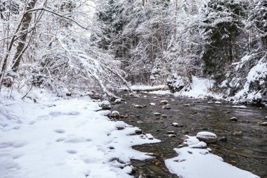 Dağlardaki kışlık nehir