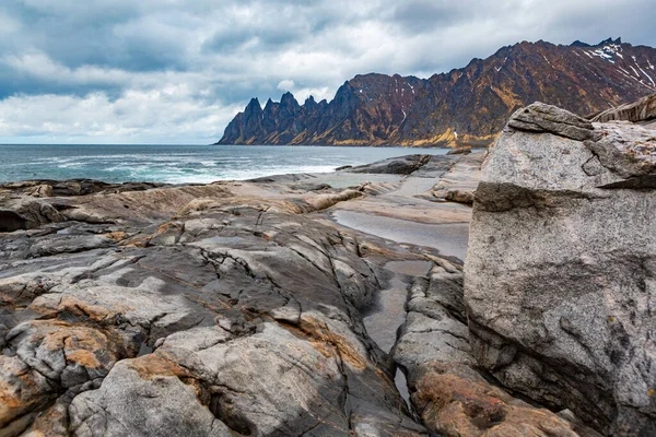 Widok Wyspę Senja Pikniku Tungeneset Norwegii — Zdjęcie stockowe