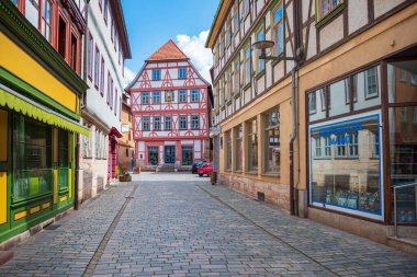 SCHMALKALDEN, GERMANY - CIRCA MAY, 2021: The Steingasse of Schmalkalden, Thuringia, Germany. 