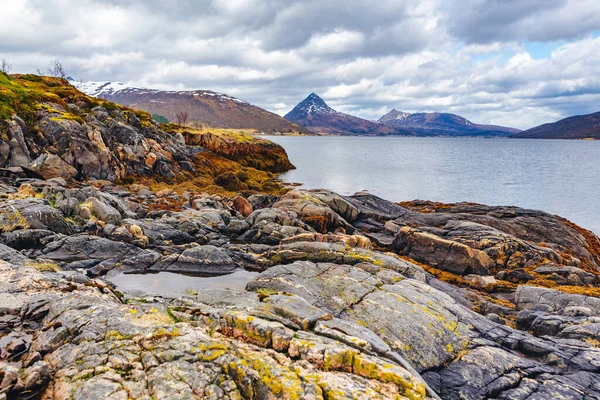 Widok Fjordbotn Wyspie Senja Kołem Polarnym Norwegii — Zdjęcie stockowe