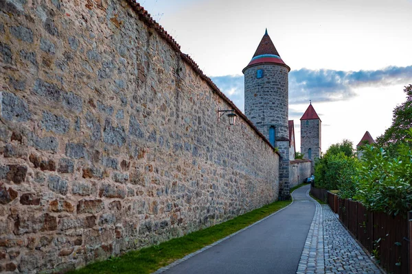 Dinkelsbuehl Bavaria Alemania Circa Julio 2021 Hertlesturm Stadtmauer Ciudad Dinkelsbuehl —  Fotos de Stock