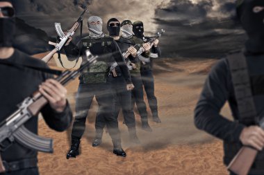 militants with firearms clipart