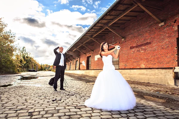 Casamento golfe — Fotografia de Stock